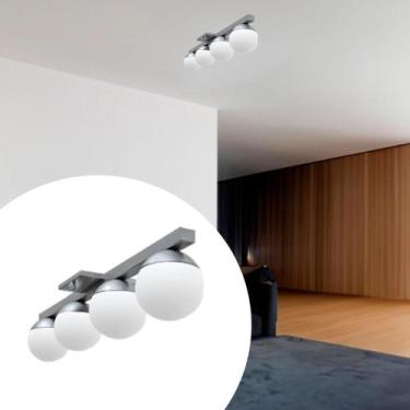 Imagem de Plafon sobrepor de Teto Lustre Jabuticaba Com 4 Vidro Globo 12cm Bivol