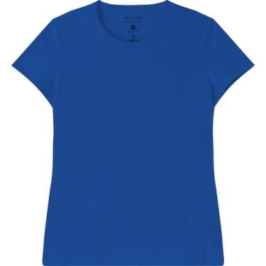 Imagem de Blusa Feminina Manga Curta Basicamente Ref. 123986, Azul 1291, XGG
