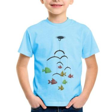 Imagem de Camiseta Infantil Peixinhos Móbile - Foca na Moda, Azul bebê, 8
