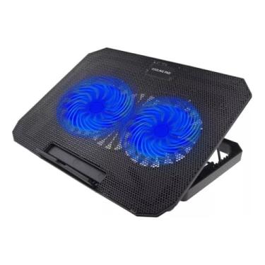 Imagem de Suporte Para Notebook Base Led Azul Refrigerada com Ventilação 2 Fans para LapTop com até 17 Polegada Ajustável Inclinação 8 níveis