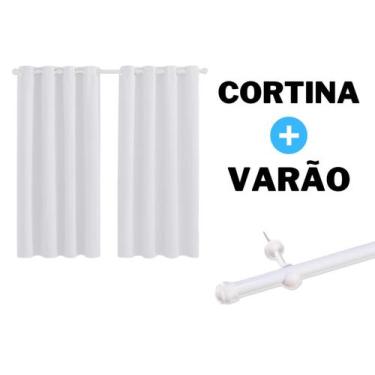 Imagem de Cortina Sala Com Varao Incluso 19mm Kit Completo - Casa Armazém, Branc