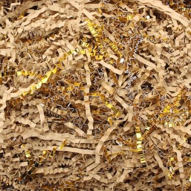 Imagem de YACEYACE Enchimento de papel de corte enrugado dourado a granel, enchimento de fragmento de papel de 113 g para caixas de presente e embrulho de presente, papel enrugado para aniversário, festa