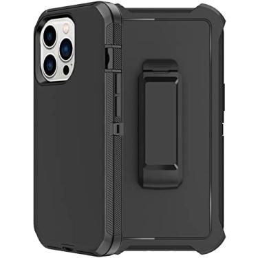 Imagem de RubCase Capa para iPhone 14 Pro com protetor de tela x2, coldre com clipe de cinto, resistente, grau militar, à prova de choque, à prova de poeira, capa protetora robusta para Apple iPhone 14 Pro