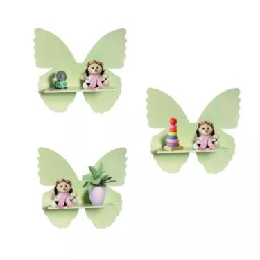Imagem de Trio Nicho De Prateleira Borboleta MDF Decoração Quarto - 30 - LuckBab