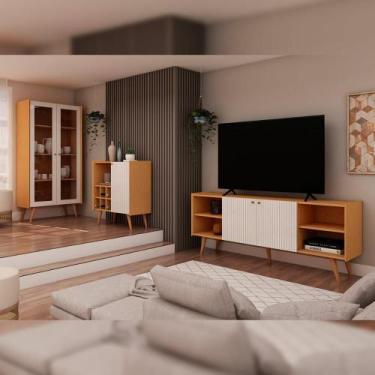 Imagem de Sala de Estar Rack Cristaleira e Buffet Pés Madeira 100% MDF - GenialF