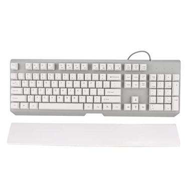 Imagem de Teclado mecânico, teclado ergonômico RGB LED retroiluminado com fio USB Gaming 104 teclas, com descanso de pulso, para PC e computador desktop Gamer(GK60 Keyway White)