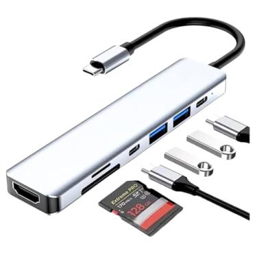 Imagem de Adaptador Hub Usb-C 3.0 Air m1 M2 Dex Hdmi 4k 7 em 1 Micro Pc Hd Sd Tf Leitura de Cartões Pen Drive Expansor Externo Carregamento Rápido Régua Multiportas