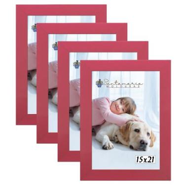 Imagem de Kit 4 Molduras Porta Retrato 15X21 Rosa - Santamaria Molduras