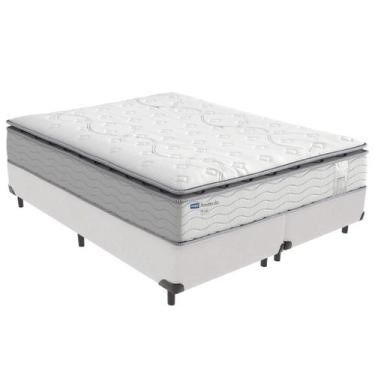 Imagem de Cama Box Queen Branco + Colchão Amsterdã Molas Ensacadas Probel