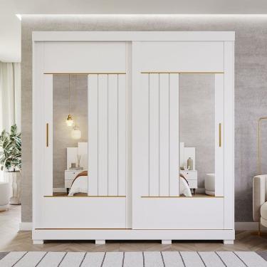 Imagem de Guarda-Roupa Solteiro 2 Portas de Correr com Espelhos 231cm 100% MDF Ravenna Espresso Móveis