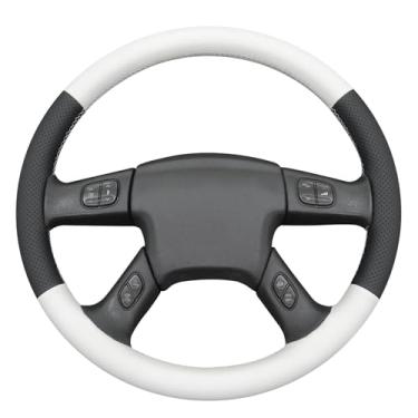 Imagem de MEWANT Capa de couro real para volante de carro costurado à mão para Chevrolet Silverado 2003-2007 protetor de volante acessórios para volante (estilo 3D)