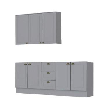 Imagem de Cozinha Modulada 3 Peças Com Tampo Henn Americana Cinza - MÓVEIS HENN