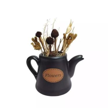Imagem de Bule Pequeno de Ceramica Elegance Decorativo Flowers Black - Decore Ca