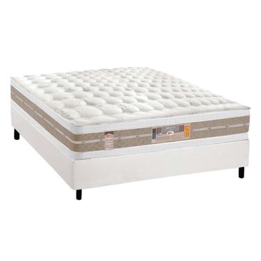 Imagem de Cama Box Casal: Colchão Molas Castor Pocket Silver Star Air Double Face + Base crc Courano White(138x188)
