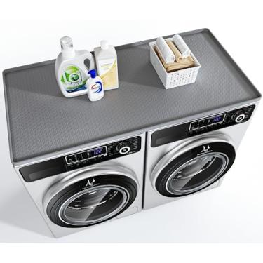 Imagem de Bancada para lavadora e secadora, 137 x 69,8 cm, capas grandes para lavadora e secadora para a parte superior, tapete protetor de silicone antiderrapante à prova d'água, para lavadora e secadora para