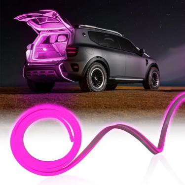 Imagem de NHHEO Fita de LED para porta-malas, faixa de luz neon à prova d'água de silicone IP67 de 158 polegadas embutida, corte flexível, luzes interiores automotivas universais (rosa)