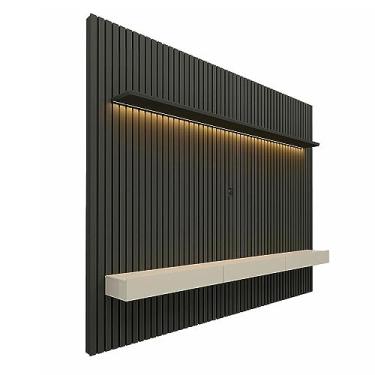 Imagem de Painel Ripado TV até 85 Polegadas com LED 230cm Nobre Gelius Móveis Grafite/Off White