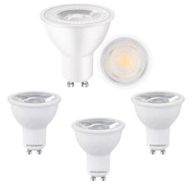 Imagem de 4 Lâmpada Led Dicroica Bivolt Gu10 7w Mr16 Branco Quente 24 - SAVE ENE