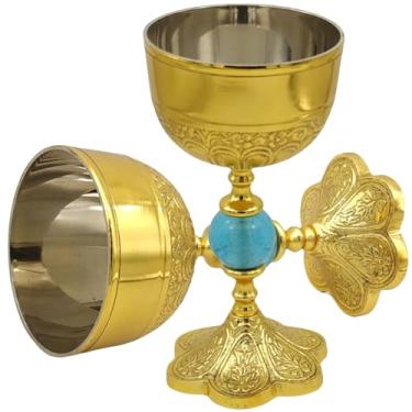 Imagem de LEATHERVINES Taças de cálice cálice, copo de vinho, latão banhado a ouro, medieval, dragão, rei, aurthur, para beber cerveja, mesa de coquetel ou comunhão para presente real, 170 g, pacote com 1