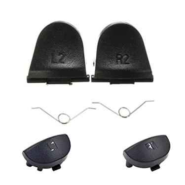 Imagem de Peças de reposição para controle L1 L2 R1 R2 botão 2 molas pretas acessórios de substituição para controle 6 peças, botões de substituição do controlador, peças de controle