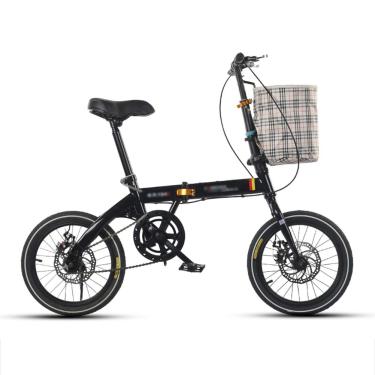 Imagem de Bicicleta Dobrável De 16 Ih, Bicicleta Compacta Dobrável De Estrutura De Aço De Baixa Velocidade De Velocidade única Com Bolsa De Transporte E Selim De Conforto Para Passeios Ur, Black
