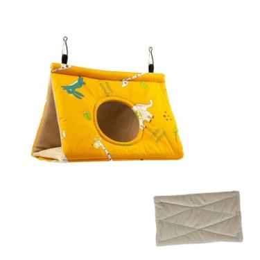 Imagem de ISMARTEN Pássaros cama quente papagaio dormindo ninho com um tapete. Periquito casa periquito rede pendurada Lovebird veludo calopsitas galpão cabana gaiola pelúcia pássaros fofos esconderijo cama de