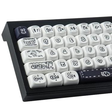 Imagem de Teclas PBT – Teclas MOA, teclas fofas para teclado mecânico, 130 teclas, conjunto de teclas personalizadas de sublimação de tinta para teclado mecânico Cherry MX 61/64/68/84/87/100/104/108 Cherry MX