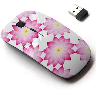Imagem de Mouse sem fio de 2,4 G com design de padrão fofo para todos os laptops e desktops com nano receptor - flor rosa geométrica
