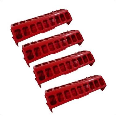 Imagem de Kit 4 Comedouro Calha 30cm Para Aves Frango Cordona Galinhas - AVIPET