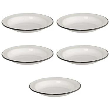 Imagem de KIT Com 05 Unidades Prato Esmaltado 22/500ml Branco Ewel