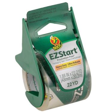 Imagem de Fita de Embalagem EZ da marca Duck com Dispensador Reutilizável, 4,5 cm x 30 metros, Transparente (393192), Clear, 22.2 Yards/Roll (Single + Dispenser)