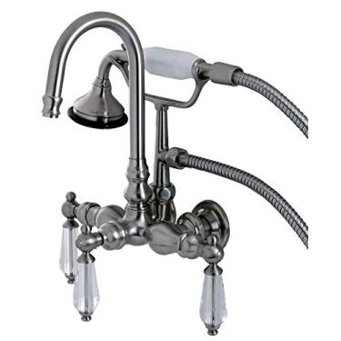 Imagem de Kingston Brass Torneira de parede AE7T8WLL Wilshire para banheira com pé de garra e suporte de parede, 12 cm no alcance do bico, níquel escovado