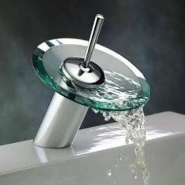 Imagem de Torneira Banheiro Misturador Monocomando Cascata Vidro