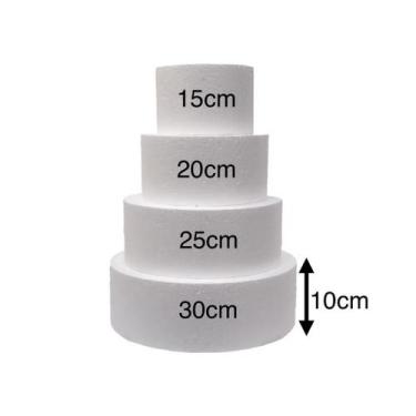 Imagem de Bolo Fake Isopor 15x20x25x30 C/ 10cm Base Redonda 4 Andares - Megaeps