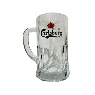 Imagem de Copo Caneco Vidro Chopp Cerveja Importada Carlsberg 500ml Transparente