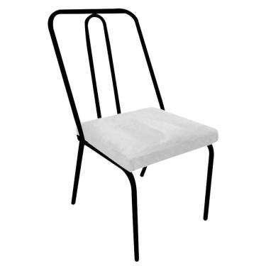 Imagem de Cadeira De Jantar Drika Office Escritório Recepção Ferro Preto Sintético Branco - Amey Decor