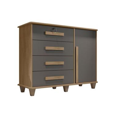 Imagem de Cômoda Com 4 Gavetas Lyon Cinamomo Grafite