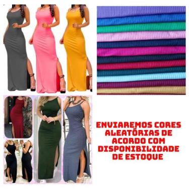 Imagem de KIT C/10 Vestido Canelado Longo com Fenda - Empório J, Longo c, 10 var