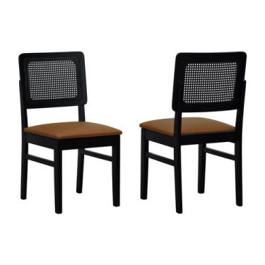 Imagem de Kit 2 Cadeiras Madeira Maciça Lyon Encosto Telinha Assento Estofado - 