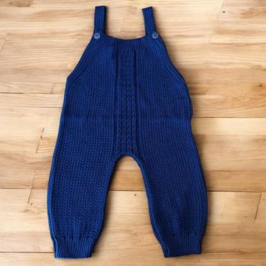 Imagem de Jardineira Tricô Ponto de Arroz Macacão Para Passeio e Maternidade Ant