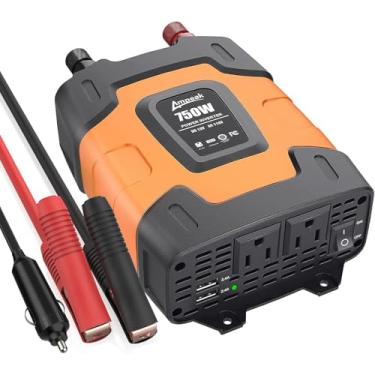 Imagem de Ampeak 750W Power Inverter 4.8A Dual USB Ports 2 AC Outlets Car Inverter DC 12V to AC 110V 11 Protections for AC Appliances
