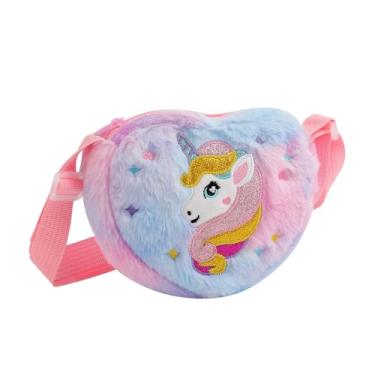 Imagem de Hiflyer Bolsa Infantil Transversal Para Meninas, De Unicórnio Pelúcia Pequena Bebês (Multicolorido-Roxo)