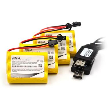 Imagem de Coonyard (Pacote Com 4) Baterias Recarregáveis Aa Ni-Cd De 3,6 V E 700 Mah Plugue Sm-2Pin Cabo Carregador Usb Para Escavadeira Rc Sy-E571, Carros, Barcos Brinquedo, Avião, Lanterna, Equipamento Segu