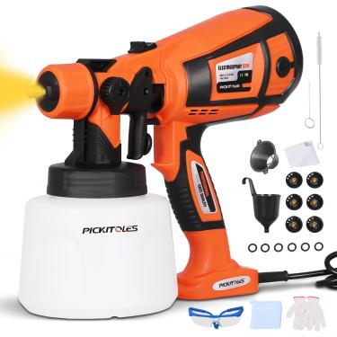 Imagem de PICKITOLES Pistola Elétrica De Pintura Hvlp 1000 W Para Com 6 Bicos Latão E 3 Padrões Interiores Casa, Móveis Madeira Paredes