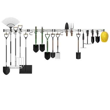 Imagem de HUPBIPY Ganchos Organizadores De Ferramentas Garagem Liga Alumínio 69'', Suporte Vassoura Para Parede, Jardim Ajustável Pendurar Pá, Vassoura, Ancinho, Itens A Granel E Muito Mais