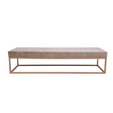 Imagem de Banco 2 Lugares Giulia Veludo Bege e Dourado 100 cm - Mobly