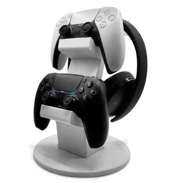 Imagem de Suporte de Controles e Headset PS5 Vertical - 3D Think BR, Branco