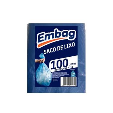 Imagem de Saco de Lixo Azul 100 Litros Reforçado 100 Unidades Embag