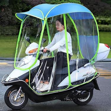 Imagem de Dossel Transparente De Carro Elétrico Totalmente Fechado, Scooter De Mobilidade Capa De Vento De Chuva Solar Carro Elétrico Impedir Guarda-chuva, Capa De Guarda-sol De Motocicleta, Blue, B