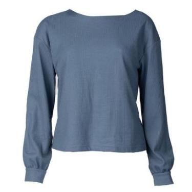 Imagem de Blusa Feminina Giraffe Gola Canoa Texturizada Azul-Feminino